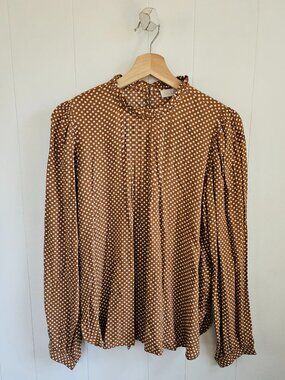 LOFT Copper Polka Dot Blouse